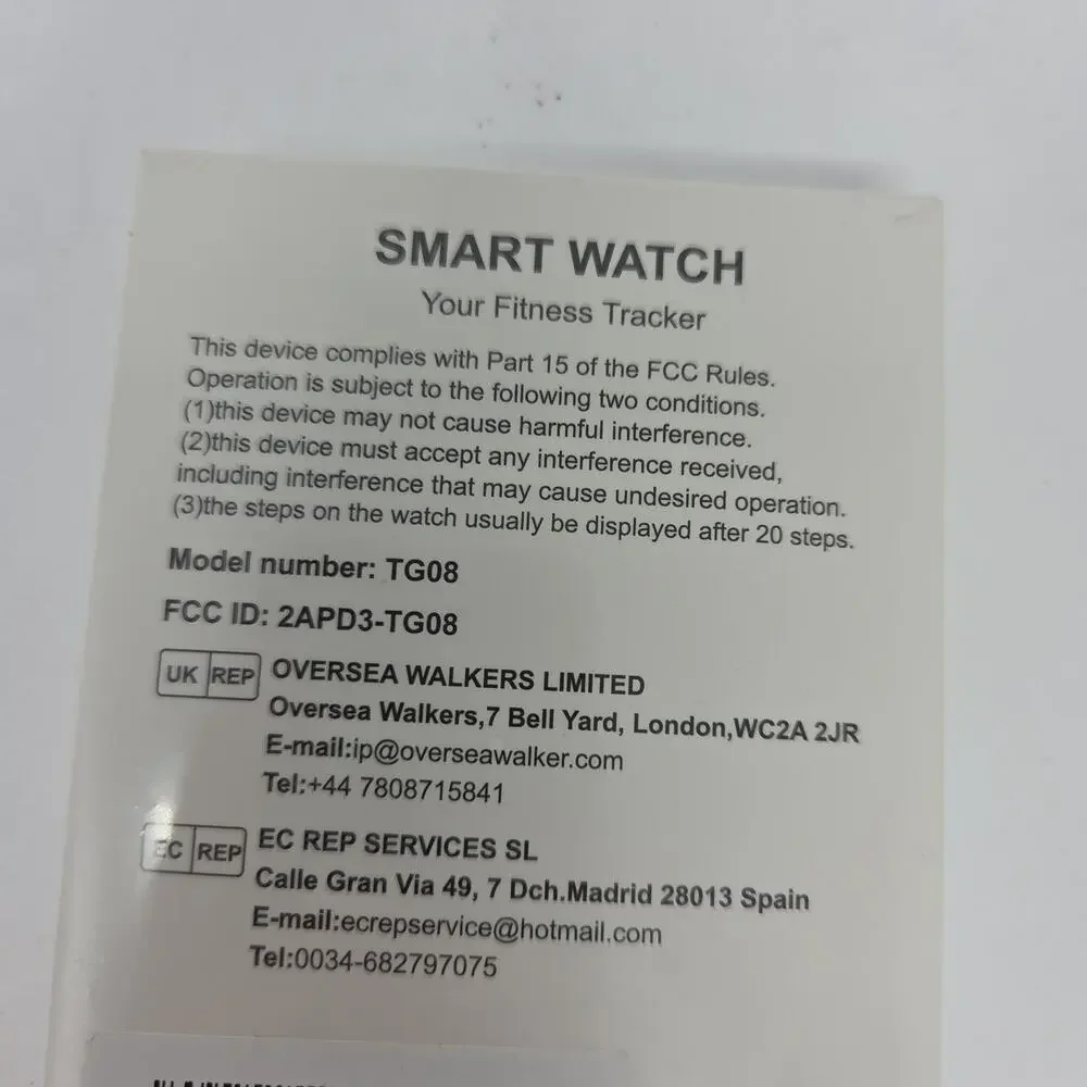 Smart Watch Fitness Tracker Black Android Apple Compatible Model TG08